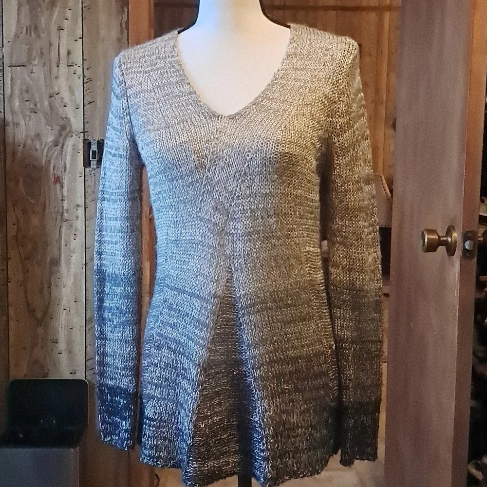 Coldwater Creek Wool Blend Sweater Size M Ombre Tunic Neutral Preowned